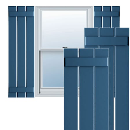 True Fit PVC Three Board Spaced Board-n-Batten Shutters, Sojourn Blue , 17 1/8W X 56H